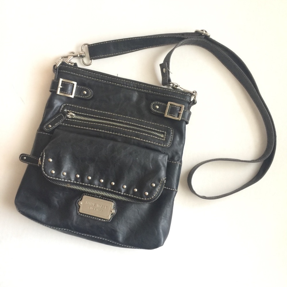 Nine West Leather Black Crossbody Handbag Purse